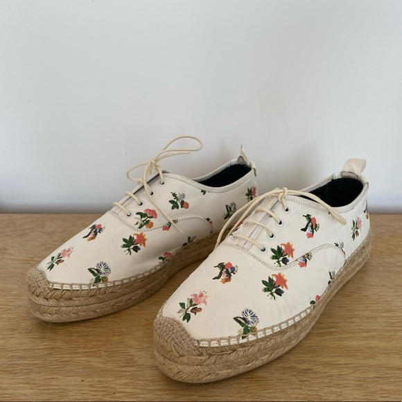 Saint Laurent Jute Floral Print Espadrilles - Picture 1 of 12